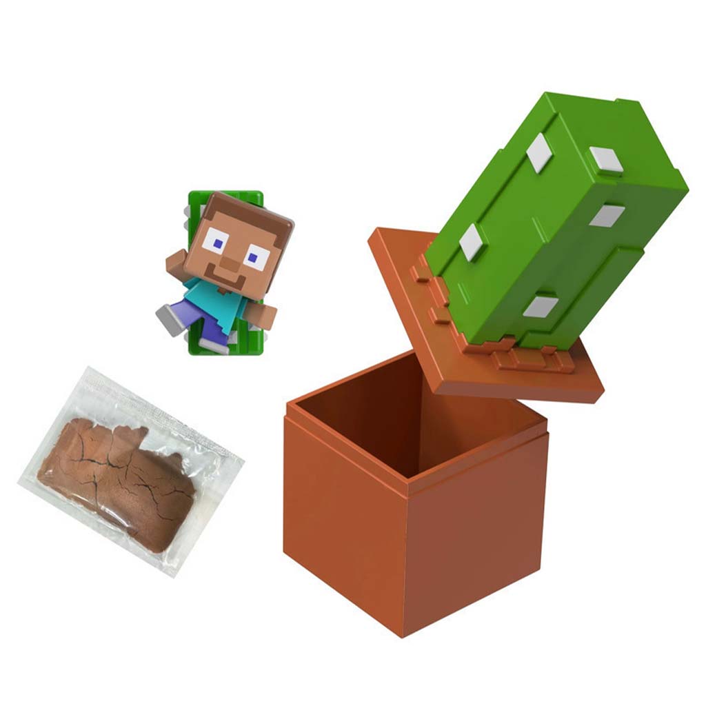 Minecraft Reveal minifigúrka v úložnom boxe - Kaktus - Mattel