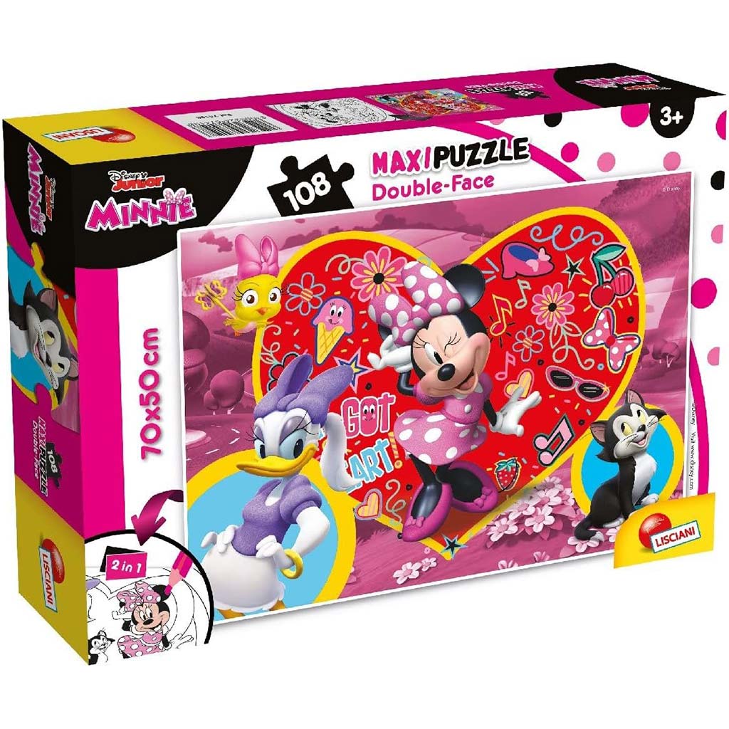 Minnie myš 2 v 1, puzzle so 108 dielikmi a omaľovánka 70x50 cm – Lisciani