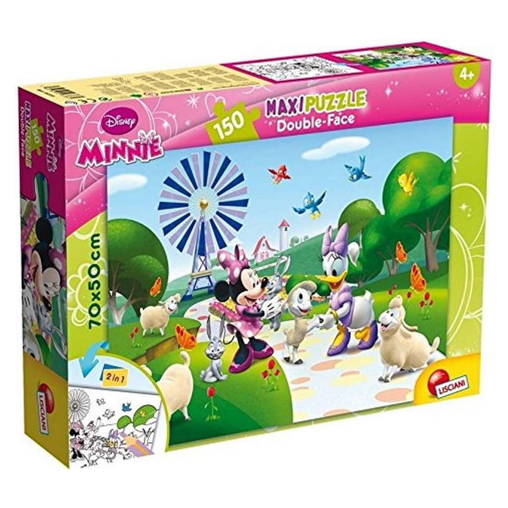 Minnie myška 2 v 1 maxi 150-dielne puzzle a omaľovánka 70x50 cm - Lisciani