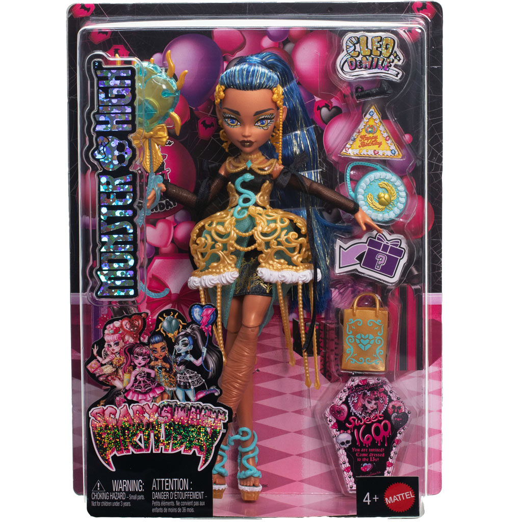Monster High: Strašidelne sladké narodeniny – bábika Cleo De Nile s balónikom a darčekom - Mattel