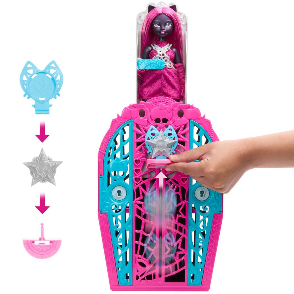 Monster High: Tajomstvá desivých kamarátov – Strašidelné vyšetrovanie Hauntlywoodu, tajomstvá Catty Noir bábika – Mattel kép 3