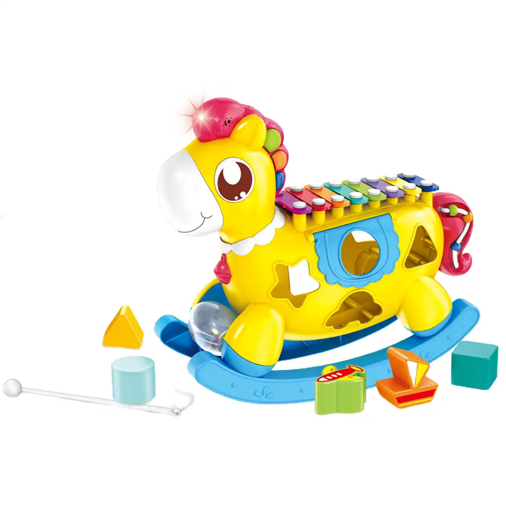 Music World: Rozvojová hračka na hádzanie tvarov s hojdačkou, xylofónom a svetlom kép 3