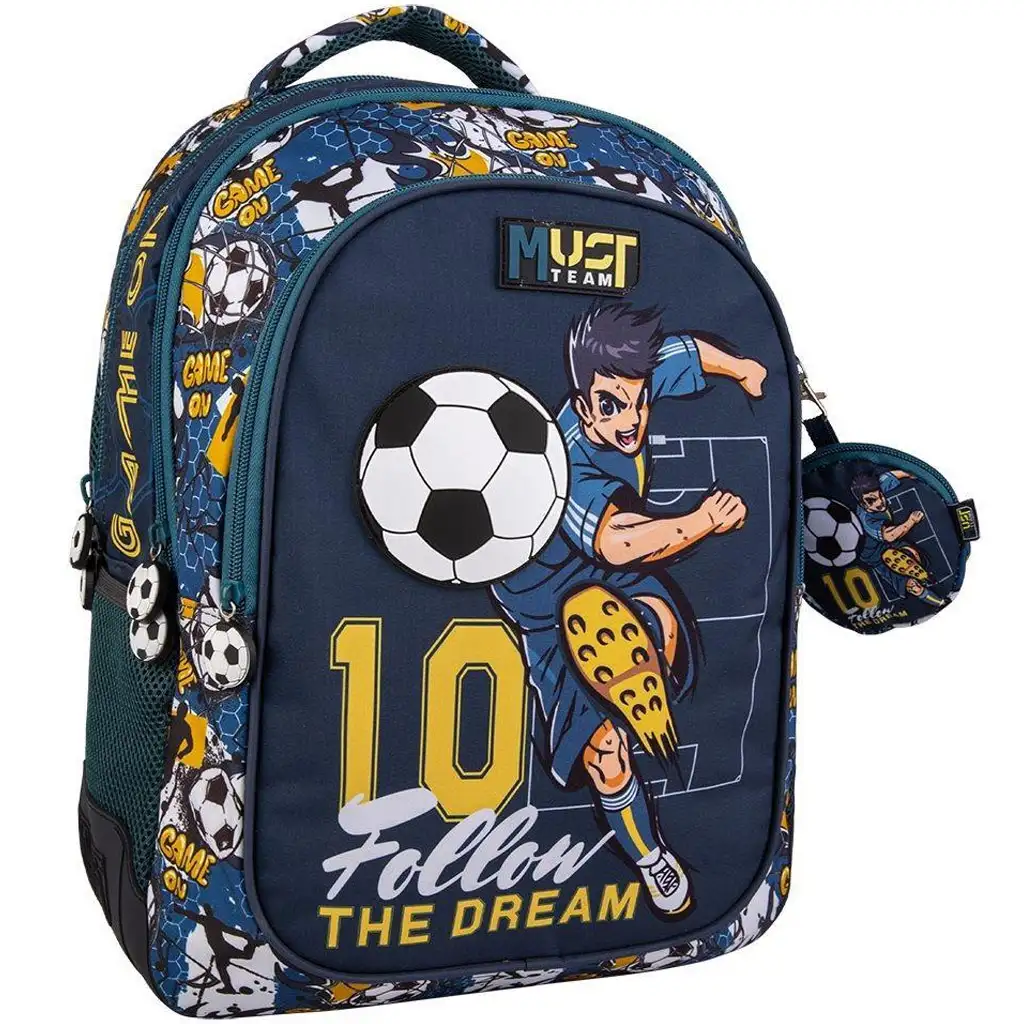 Must... Futbalový zaoblený školský batoh s 3 priehradkami, 32x18x43 cm