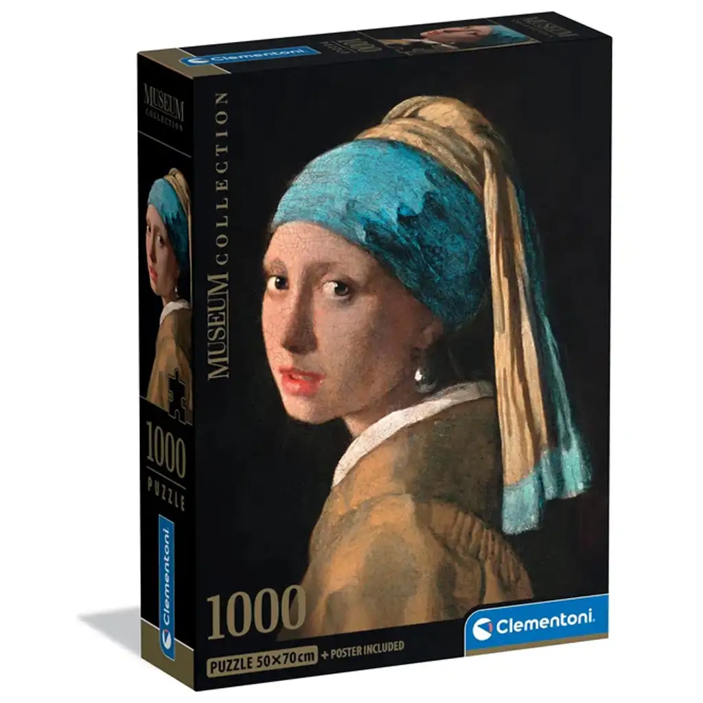 Múzejná zbierka: Johannes Vermeer - Dievča s perlovou náušnicou 1000-dielne puzzle s plagátom - Clementoni