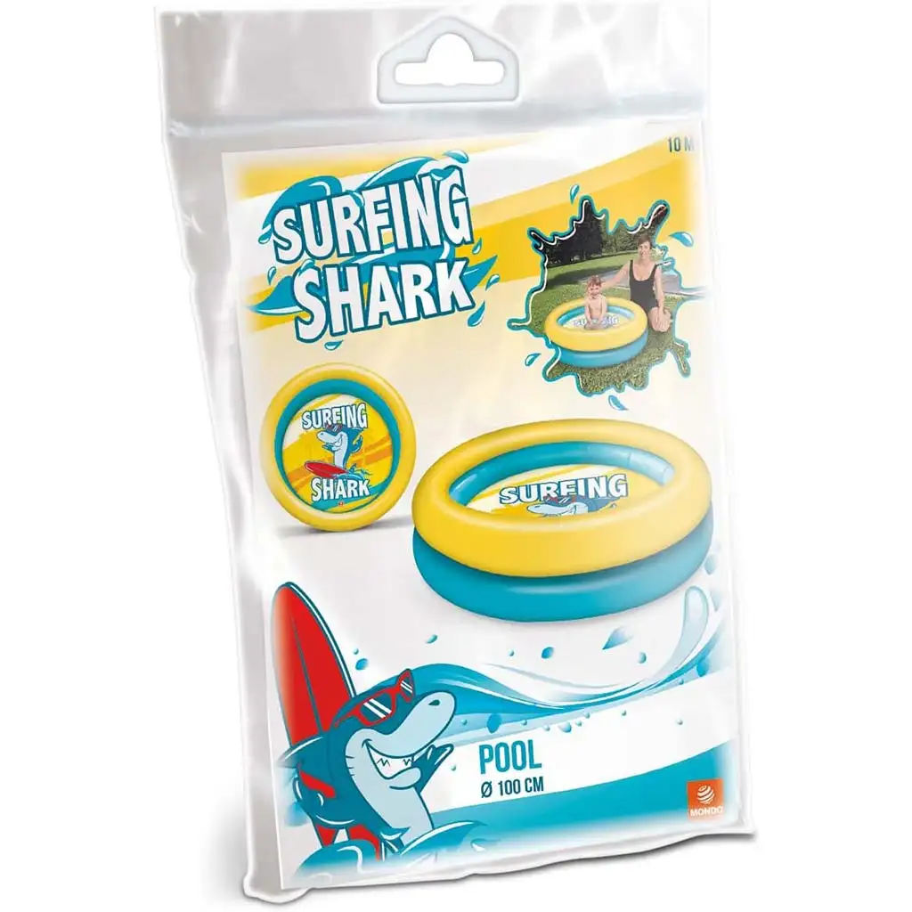 Nafukovací bazén so vzorom žraloka, 2 kruhy, 100 cm - Mondo Toys kép 2