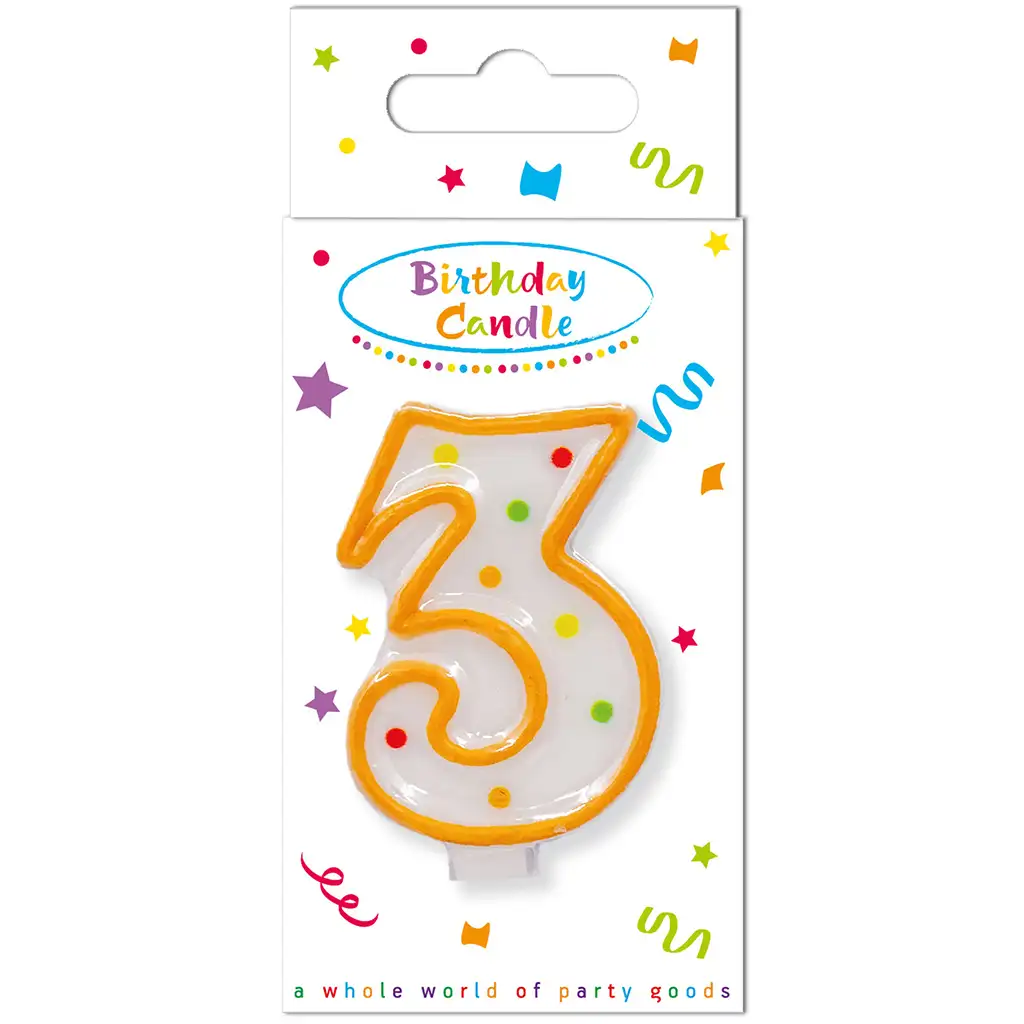 Narodeninová bodkovaná sviečka číslo 3