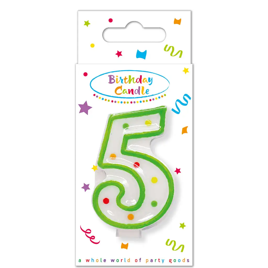 Narodeninová bodkovaná sviečka číslo 5