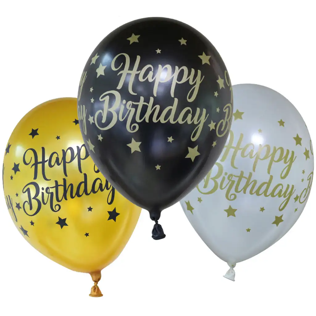 Narodeninové balóny s nápisom "Happy Birthday" 6-kusová sada