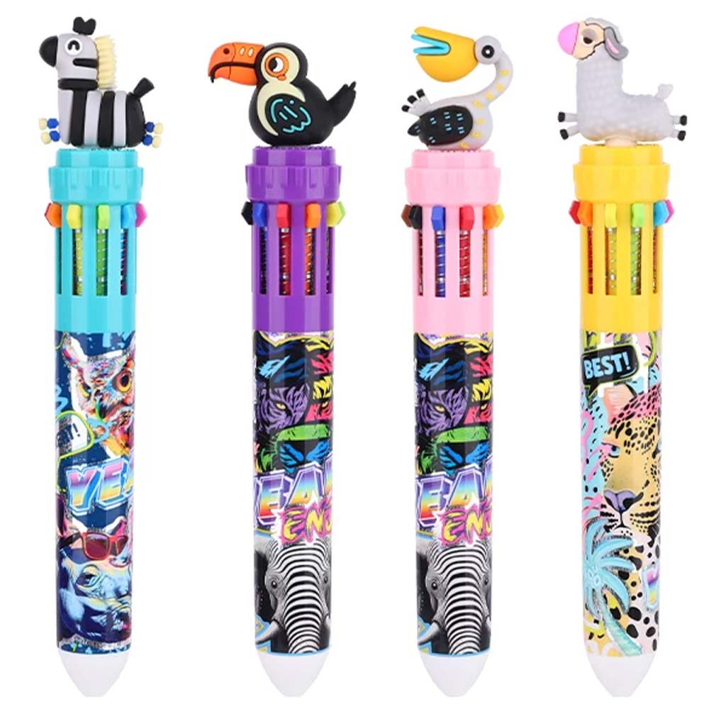 Nebulo: 10-farebný guľôčkové pero Safari dizajn rôzne druhy 1 ks