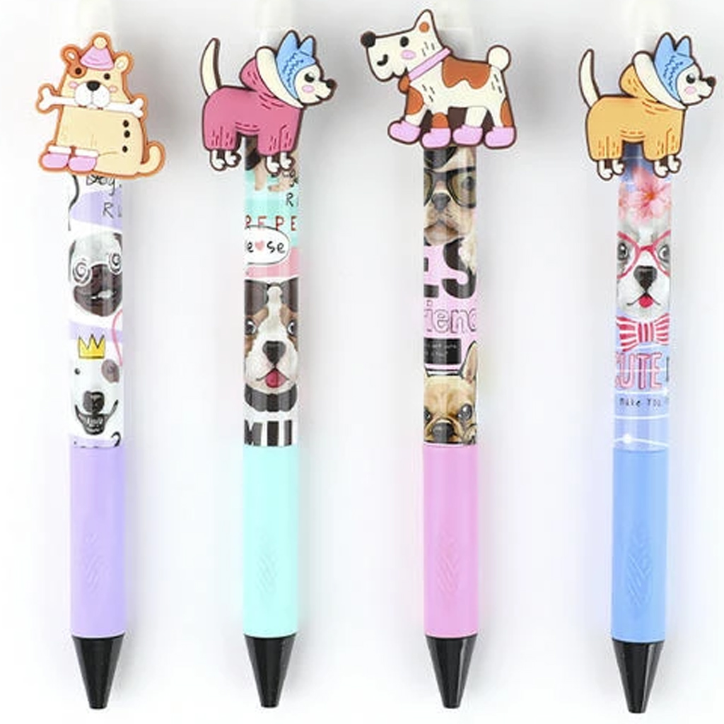 Nebulo: Darling Dogs gélové pero s vymeniteľným vzorom psa, stláčacie, gumovateľné, rôzne varianty, 1 ks