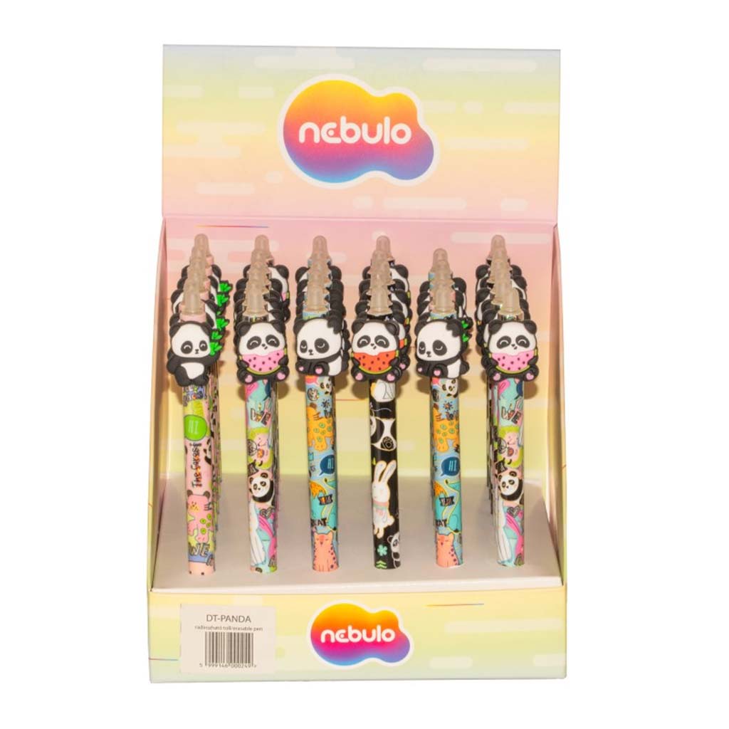 Nebulo: Gélové pero s pandou, stláčacie, vymazateľné, rôzne druhy, 1 ks
