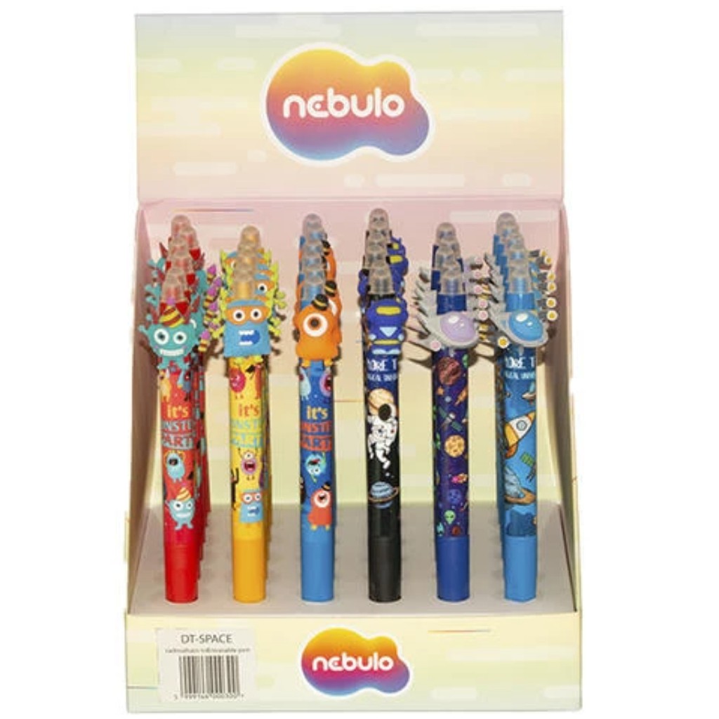Nebulo: Gélové pero s tlačidlom a gumovateľným mimozemšťanom, viacero variantov, 1 ks