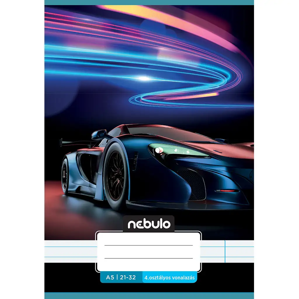 Nebulo: Neon auto vzorovaný linajkový zošit pre 4. ročník A/5 21-32