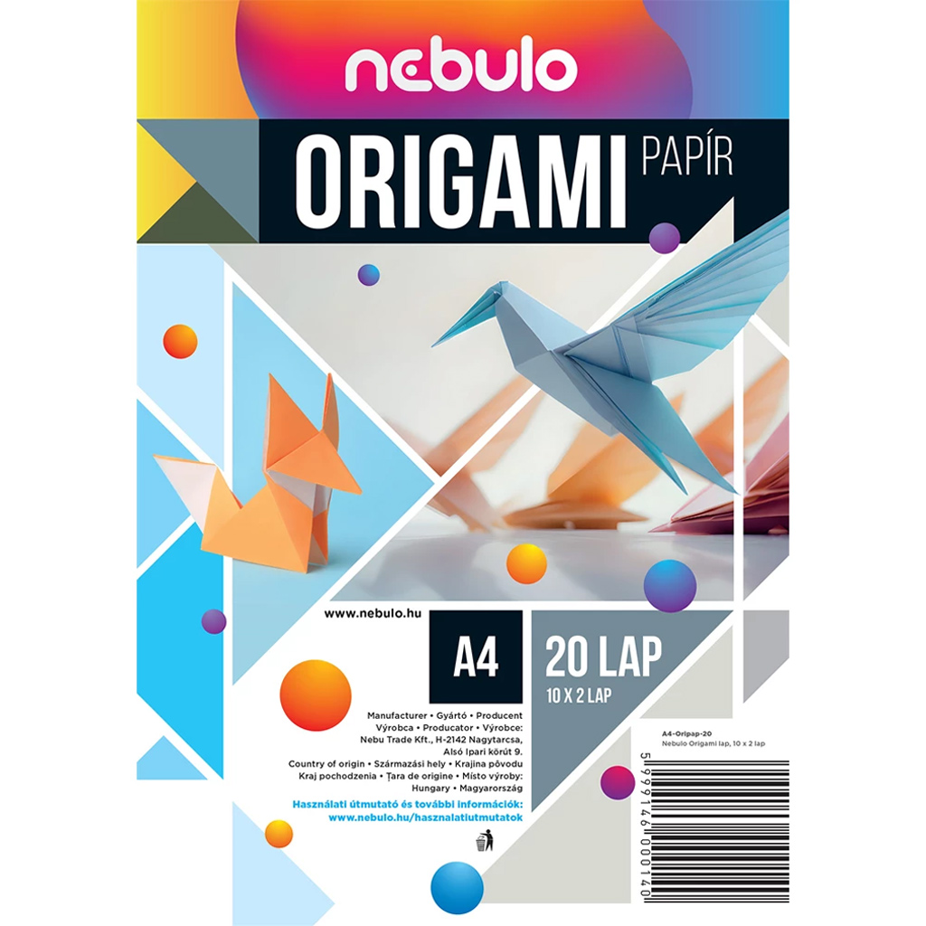 Nebulo: Origami papiere vo formáte A4, 20 kusov