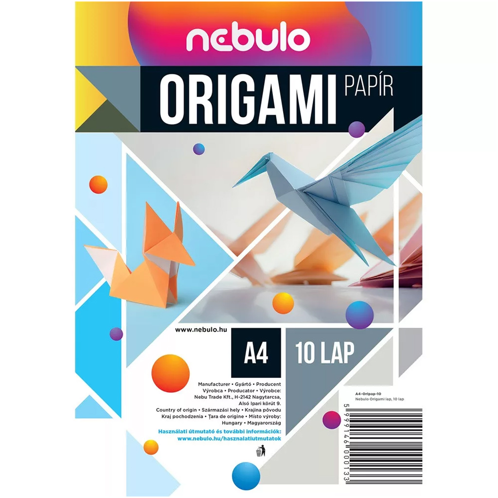 Nebulo: Origami papiere vo veľkosti A4, 10 kusov, 80g