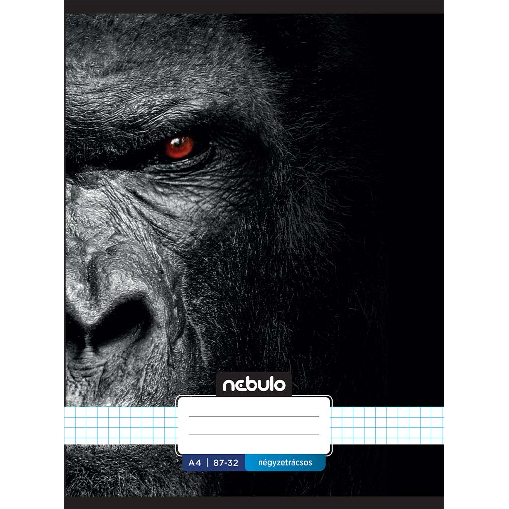 Nebulo: Špirálový štvorčekový zošit s gorilím motívom 87-32 A/4