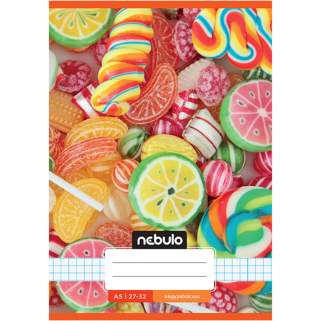 Nebulo: Zošit formátu A5 s kockovaným vzorom a motívom cukríkov 27-32