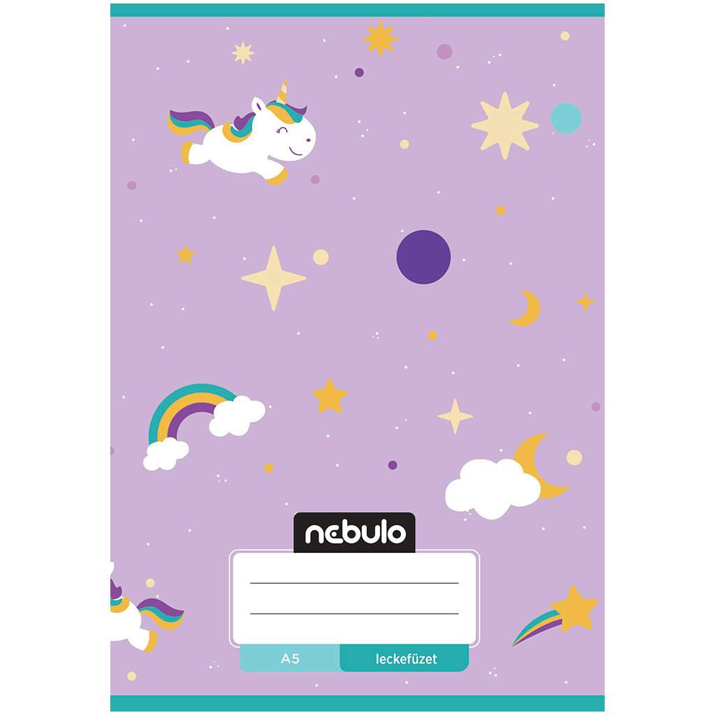 Nebulo: Zošit na úlohy A/5 so zošívaným motívom jednorožca