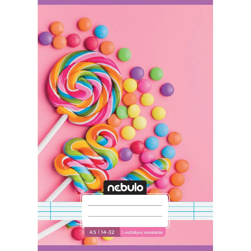 Nebulo: Zošit pre 1. ročník linajkový A5 14-32 s roztomilým vzorom - Cukríky