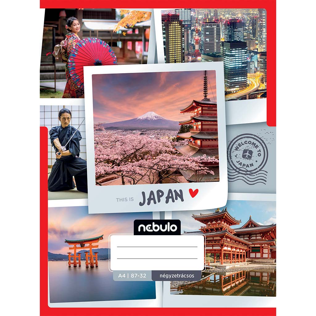 Nebulo: Zošit s japonským vzorom, A4, 87-32, linajkovaný, šitý