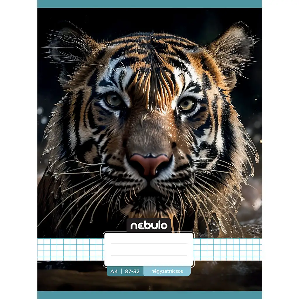 Nebulo: Zošit s kockovaným vzorom a motívom tigra 87-32 A/4