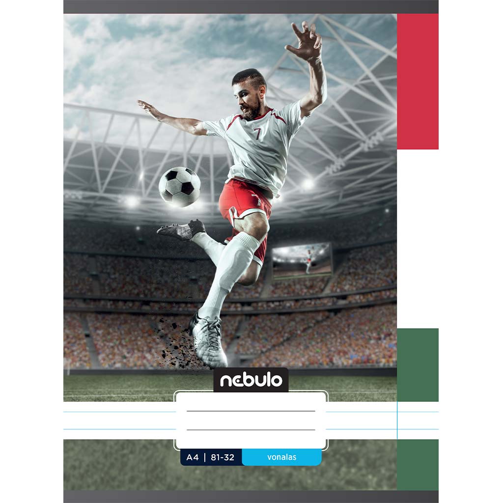 Nebulo: Zošit s linajkami a sošívkou s motívom futbalu HUN 81-32 A/4