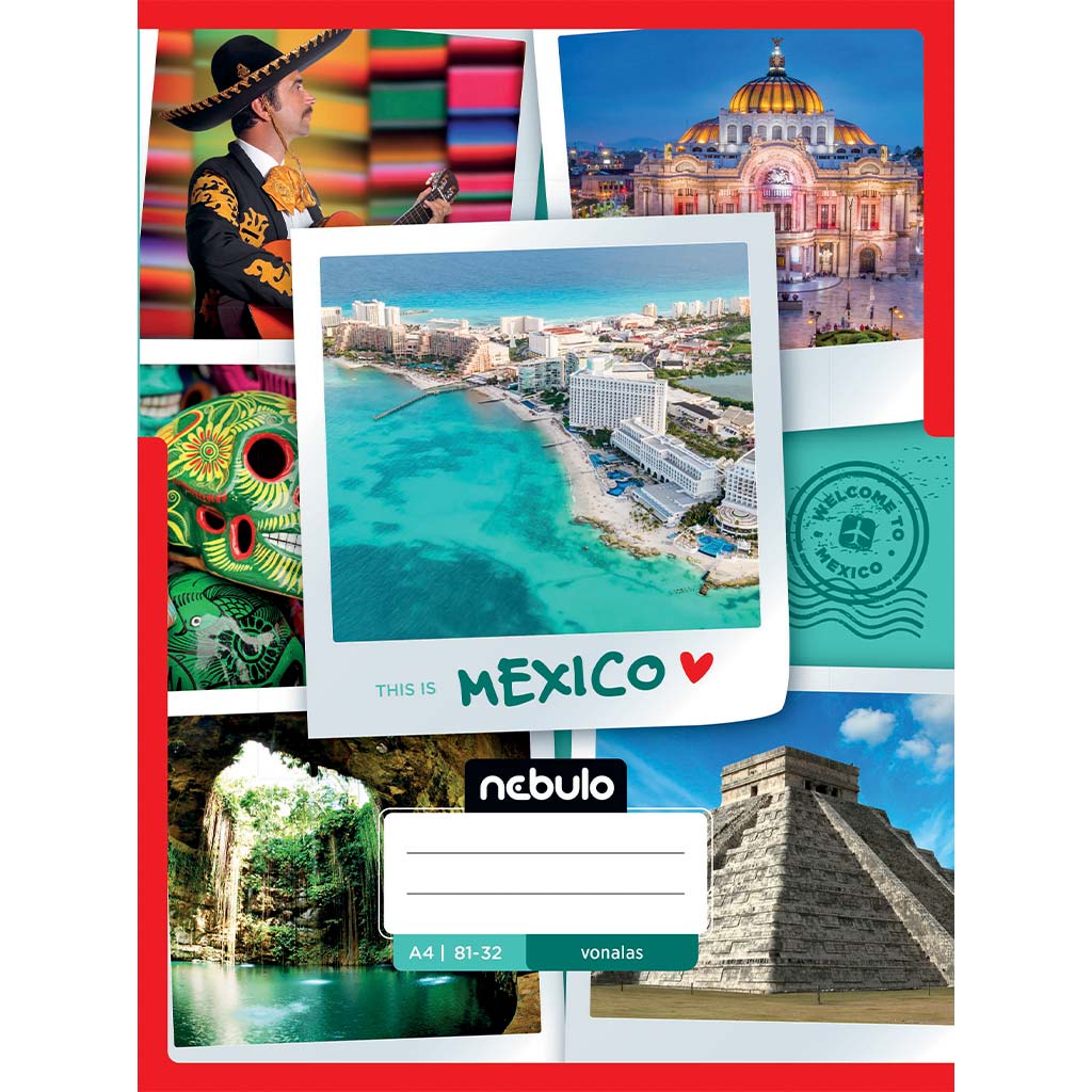 Nebulo: Zošit s linajkami, formát A4, Mexický vzor, 81-32