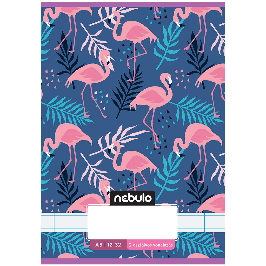 Nebulo: Zošit s motívom plameniaka, linajkový, pre 3. ročník, šitý, 12-32, formát A/5