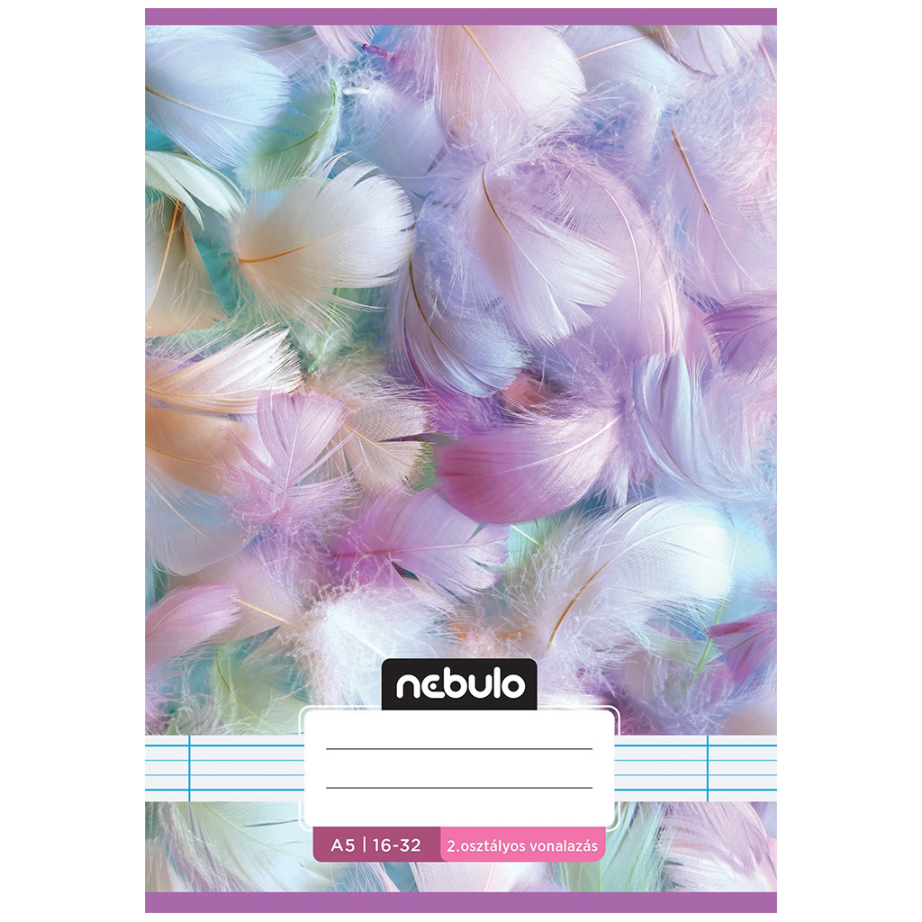 Nebulo: Zošit s perovým vzorom, linajkový, zošívaný, 2. ročník, 16-32 strán, formát A5