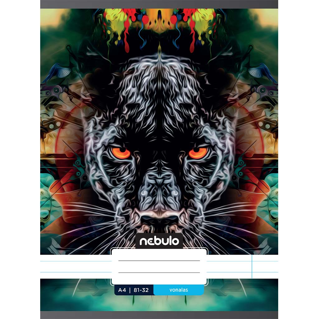 Nebulo: Zošit so šitou väzbou, linajkový, s čiernym panterím vzorom, 81-32 A/4