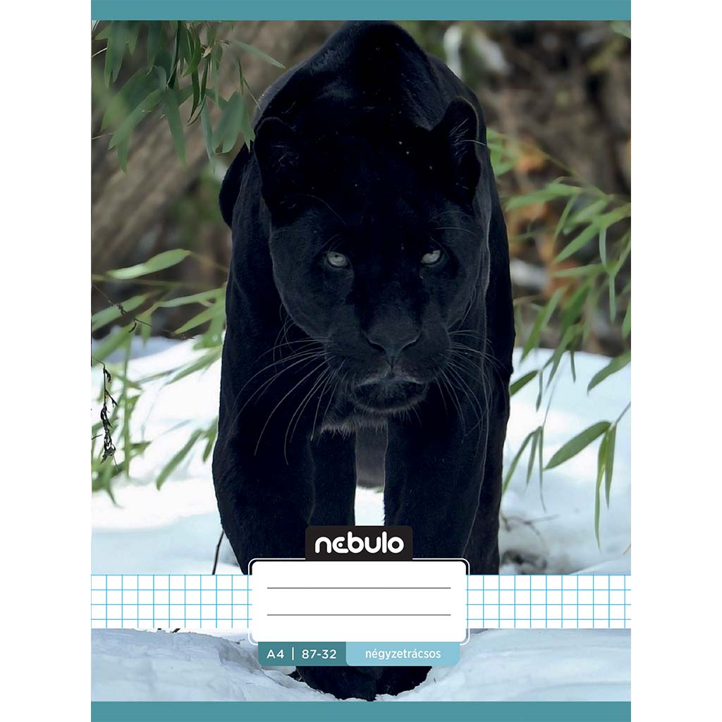 Nebulo: Zošit so štvorčekmi, šitý, s motívom čierneho pantera, 87-32, formát A/4