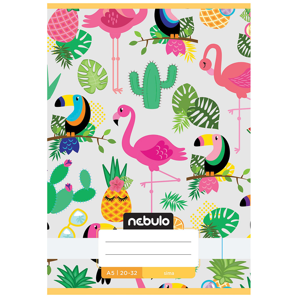 Nebulo: Zošit so zošívanou väzbou s motívom tukanov, čistý, 20-32 listov, formát A5 kép 1