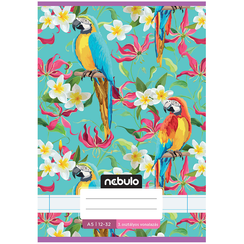 Nebulo: Zošívaný 3. ročník, linajkový zošit s motívom papagája 12-32 A/5