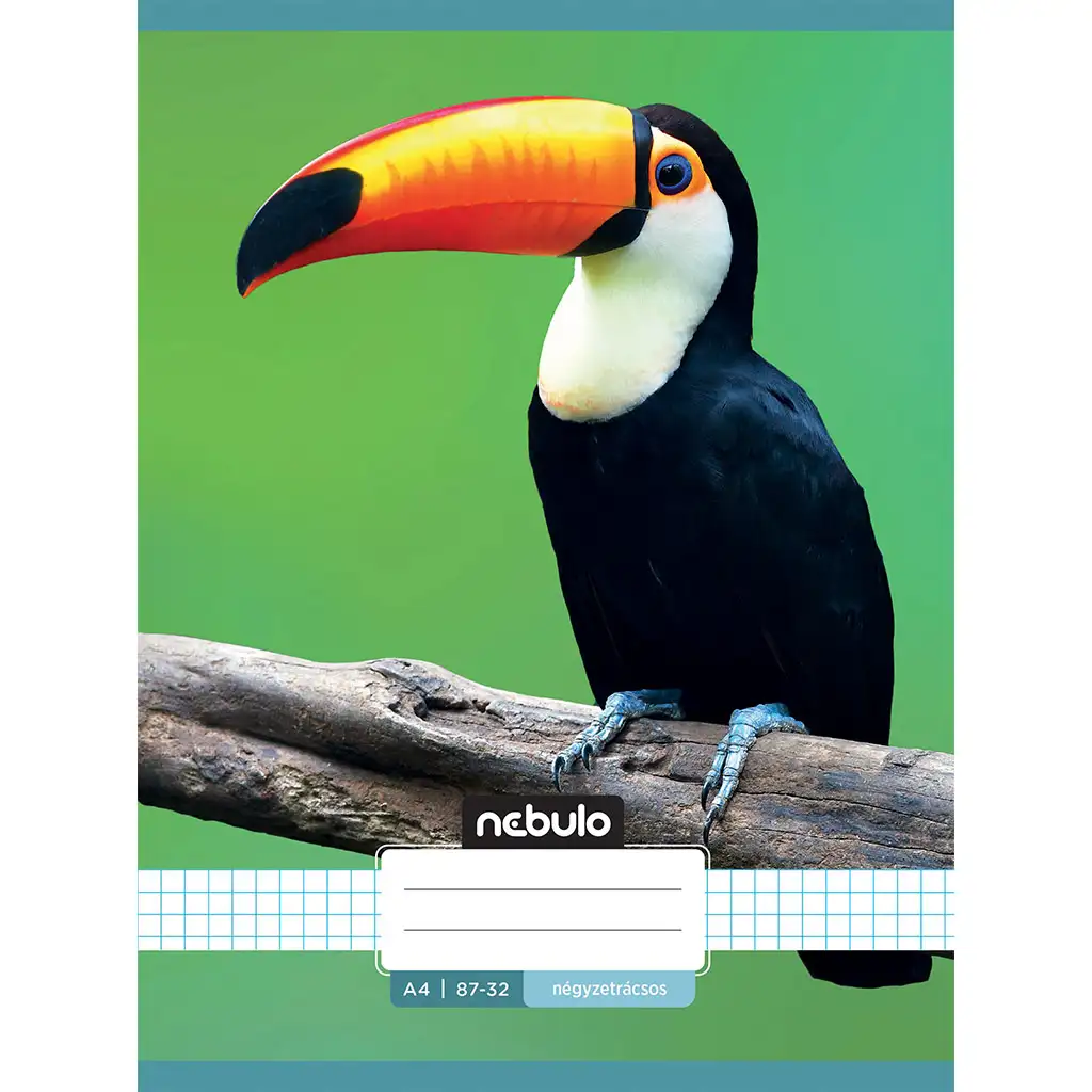 Nebulo: Zošívaný štvorčekový zošit s motívom tukana 87-32 A/4