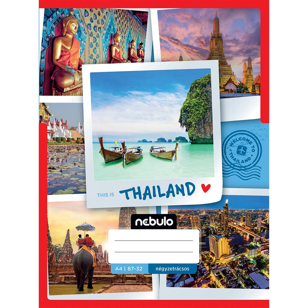 Nebulo: Zošívaný štvorčekový zošit s thajským vzorom 87-32 A/4