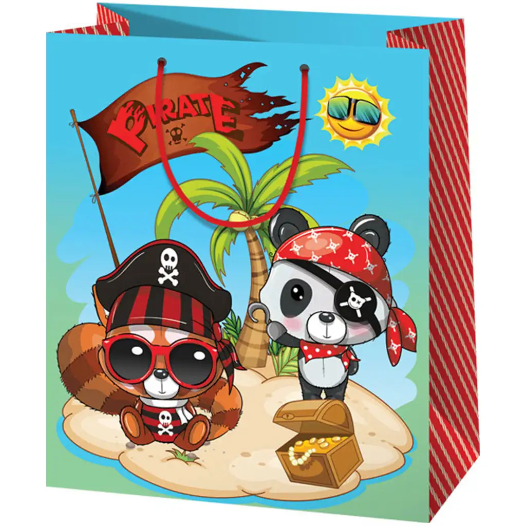 Normálna veľkosť darčekovej tašky s motívom zvieracích pirátov 11x6x14cm