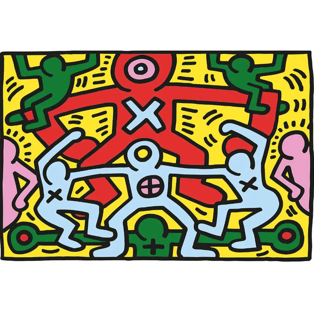 Novo Art: Keith Haring - Obraz bez názvu 1000 kusov puzzle - Clementoni kép 2