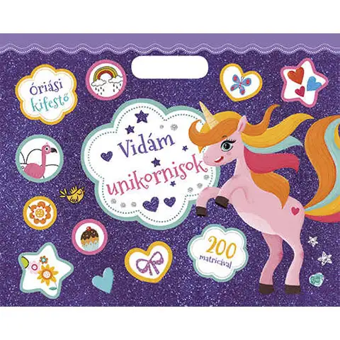 Obrovská omaľovánka – Veselé jednorožce s farebnými nálepkami
