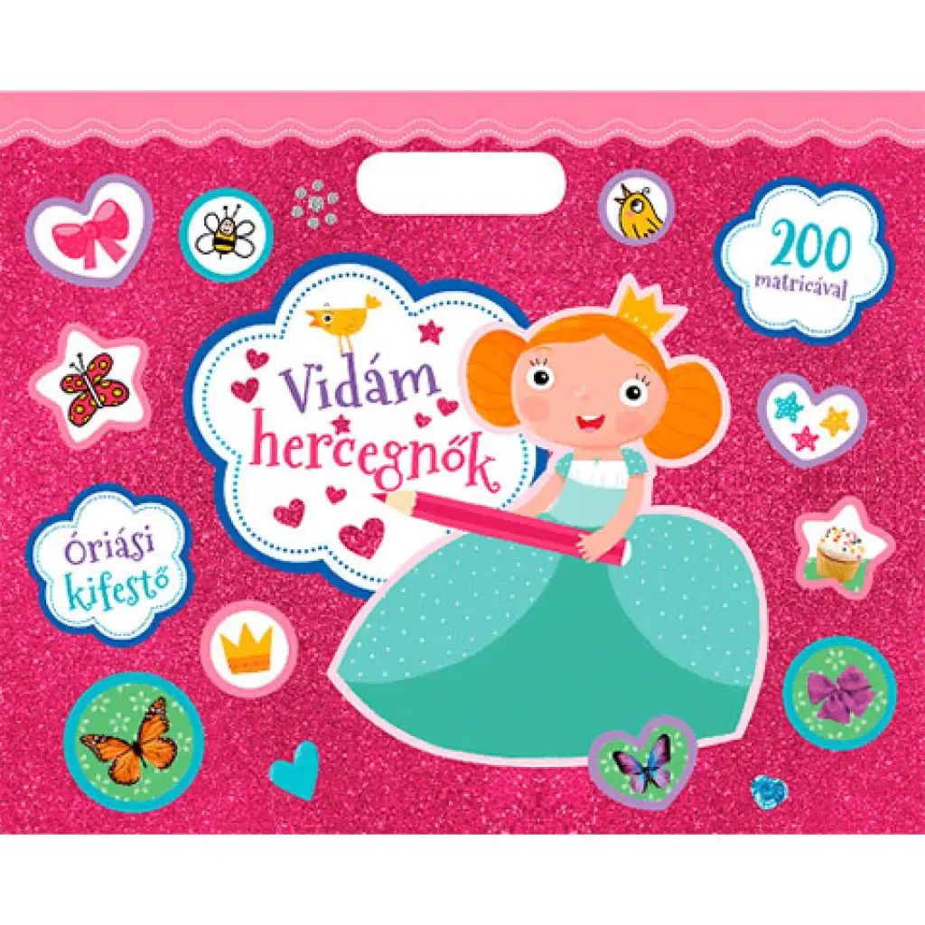 Obrovská omaľovánka – Veselé princezné, omaľovánková knižka so samolepkami