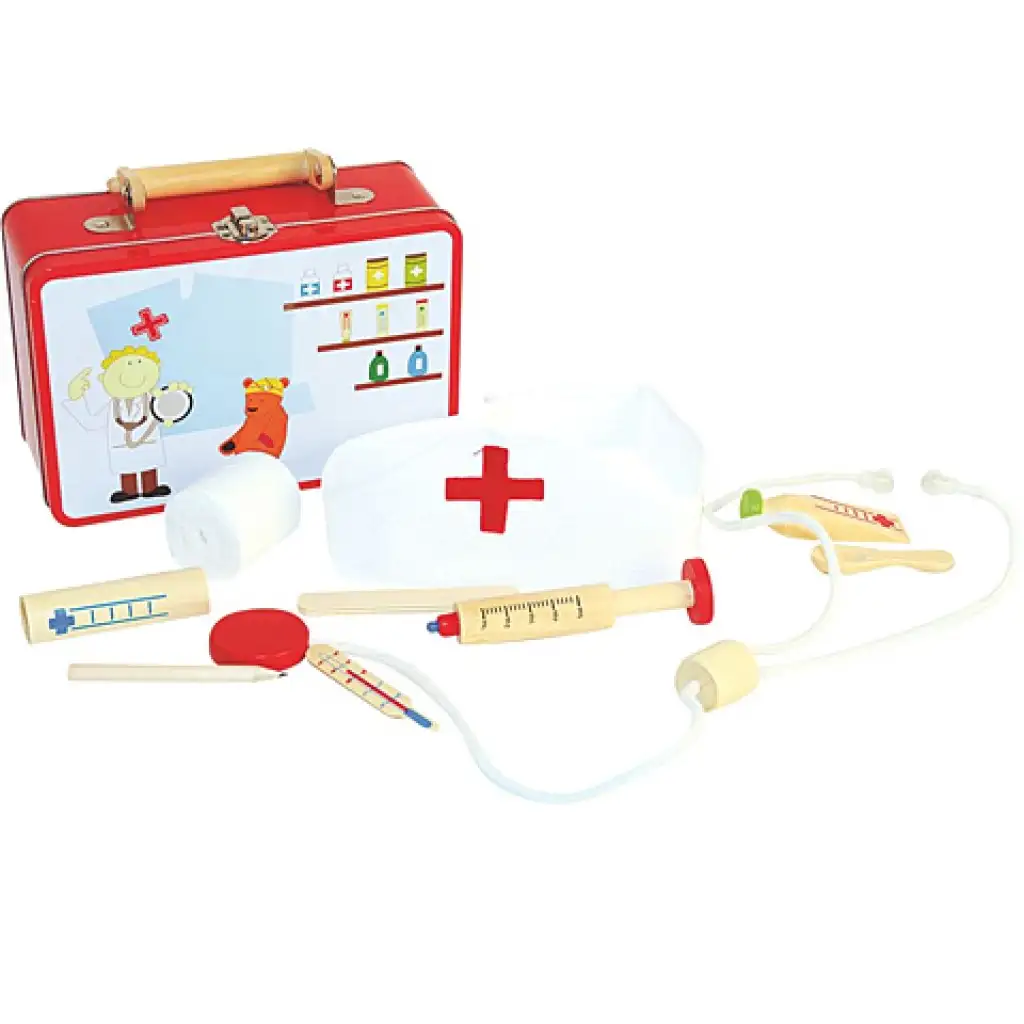 Lekársky kufrík s dreveným príslušenstvom