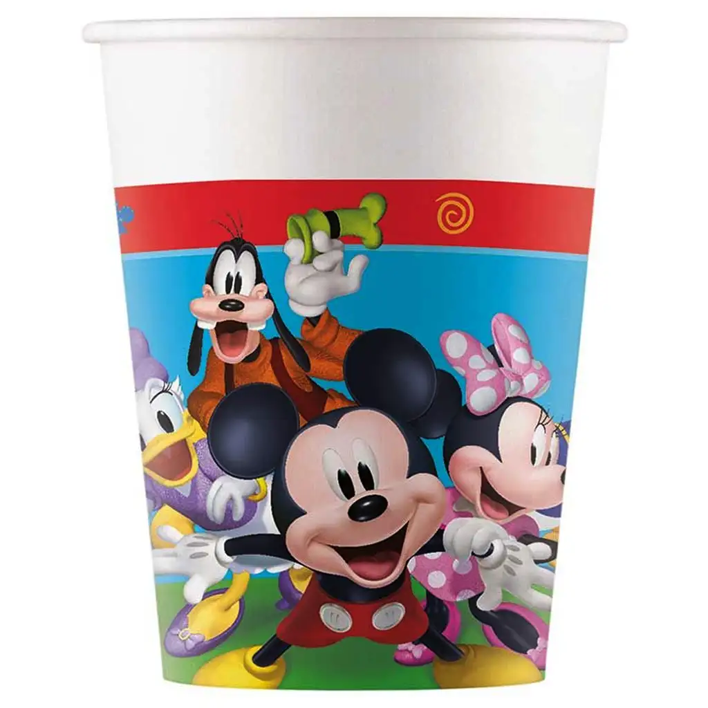 Papierové poháre s motívom Mickey Mouse, 8 ks sada, 200 ml.