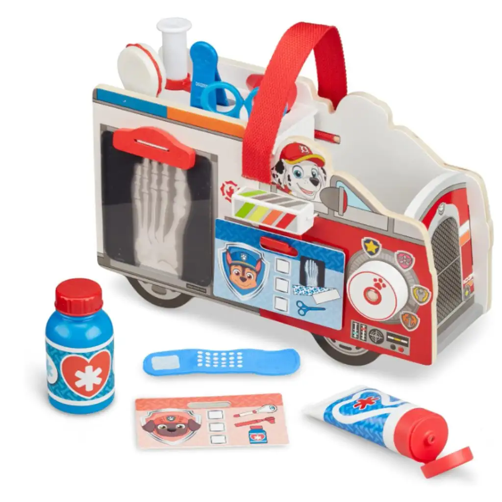 Paw Patrol Marshall drevená sada hasičského auta s doplnkami - Melissa & Doug kép 3