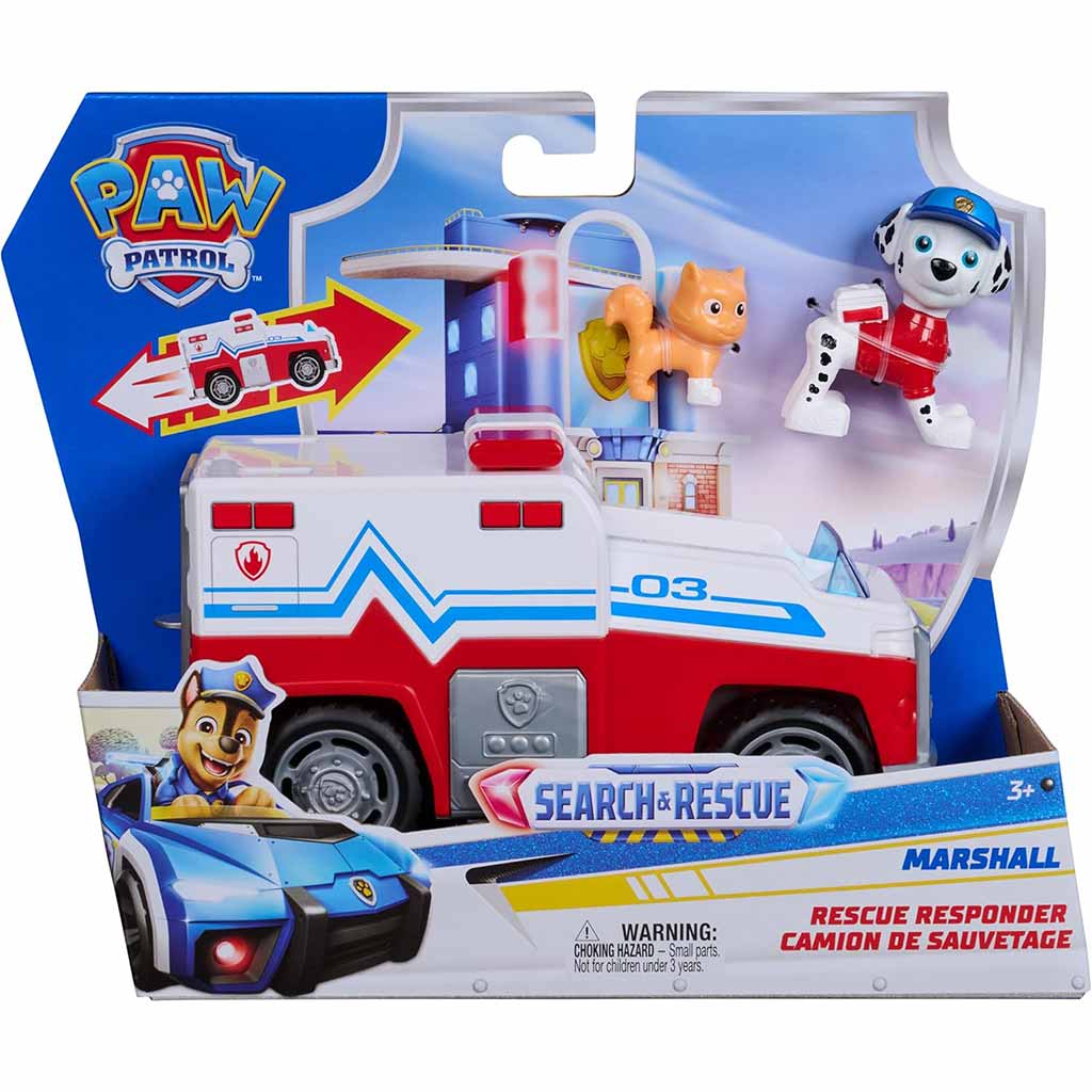 Paw Patrol: Search & Rescue autíčko na spätné natiahnutie s figúrkou Marshalla – Spin Master