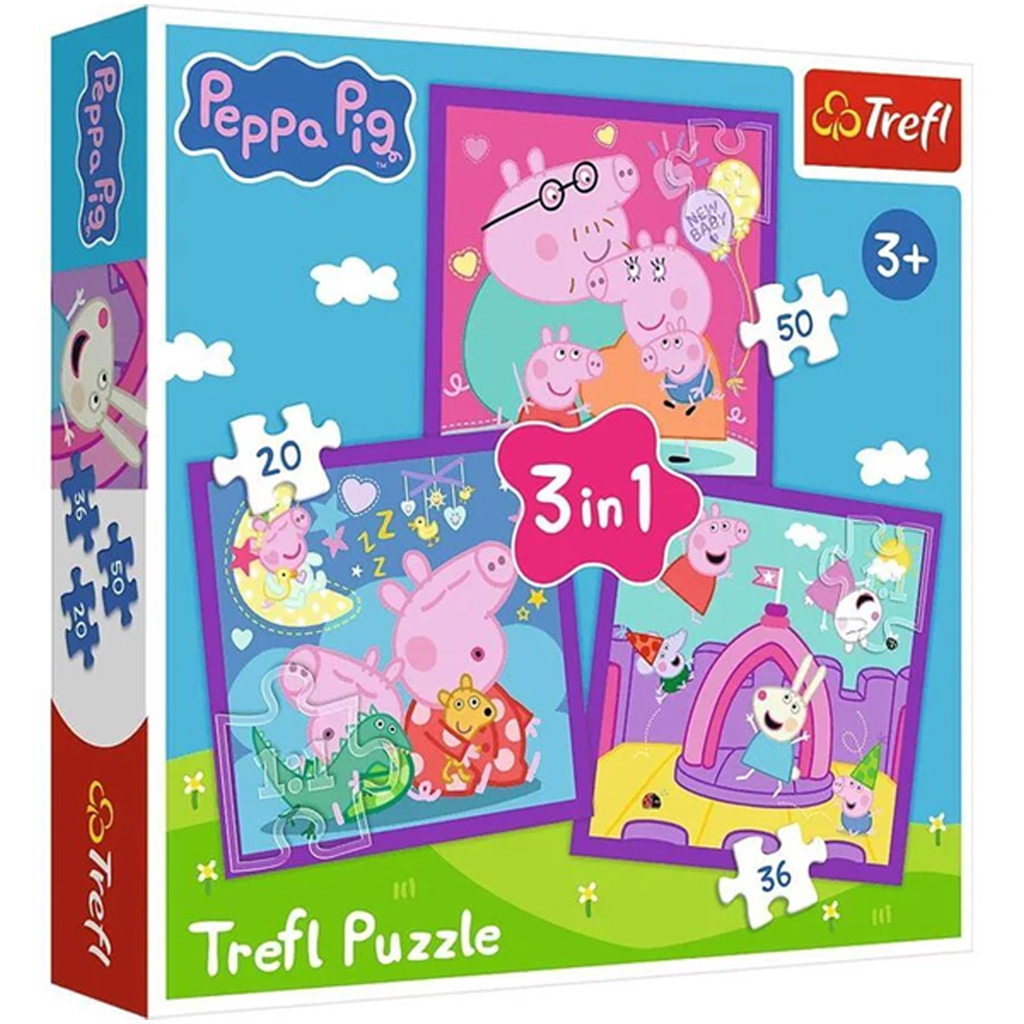 Peppa Pig 3 v 1 20-36-50 ks puzzle - Trefl