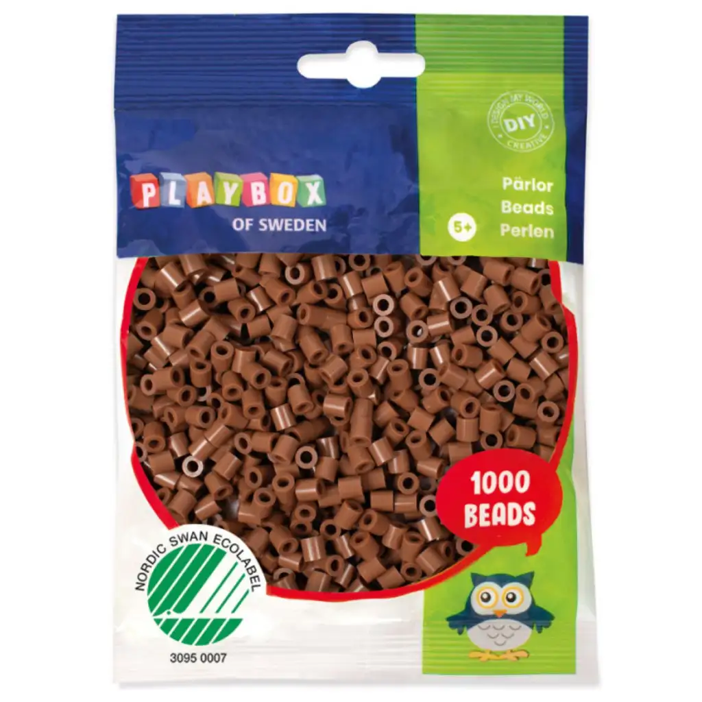 PlayBox: 5mm MIDI zažehlovacie korálky, 1000 ks, nugátová hnedá farba