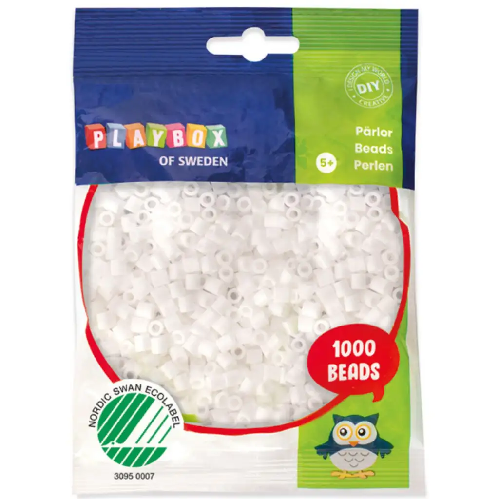 PlayBox: 5mm MIDI žehliace korálky, 1000 ks, biela farba