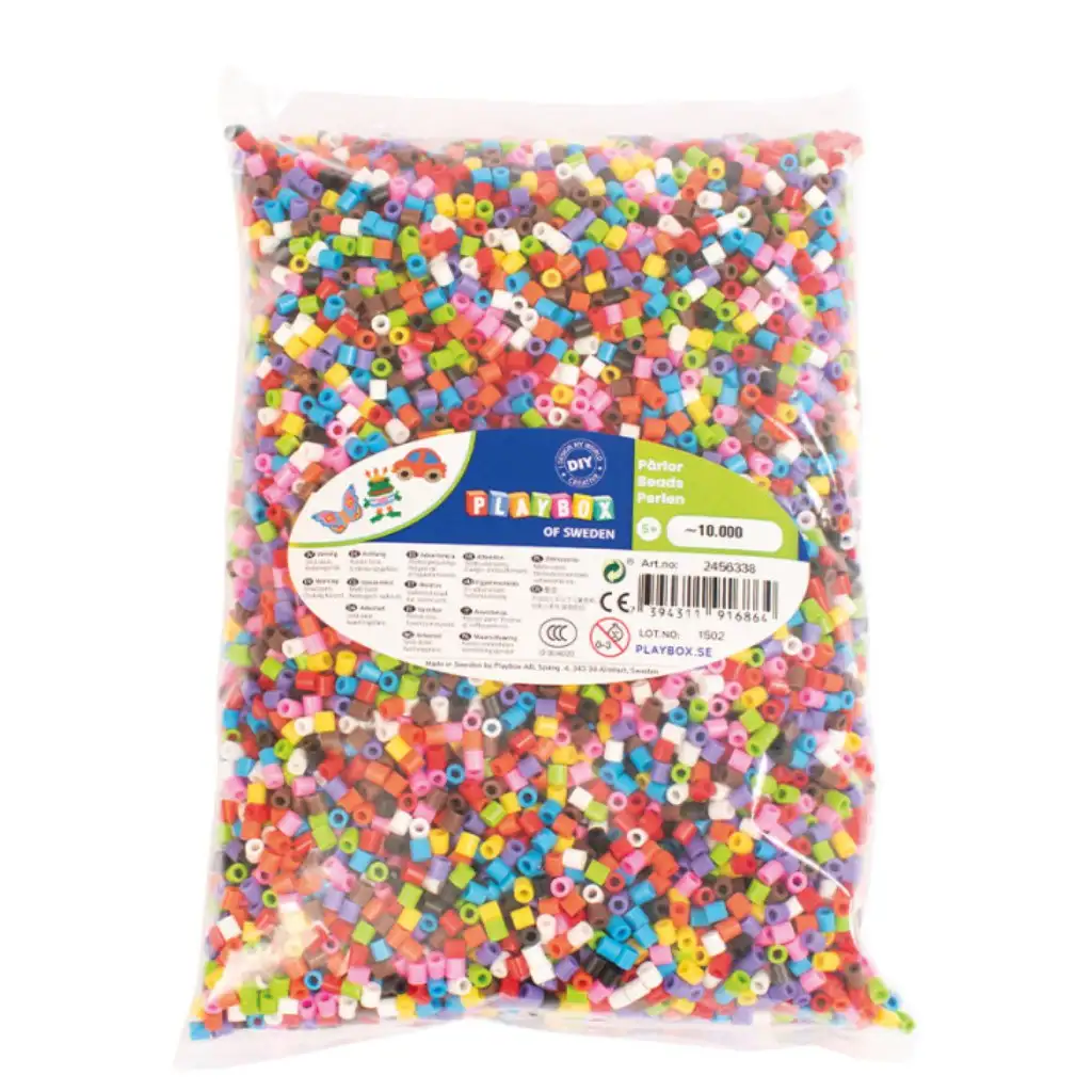 PlayBox: 5mm MIDI žehliace korálky, 10000 ks, farebný mix, 10 rôznych farieb
