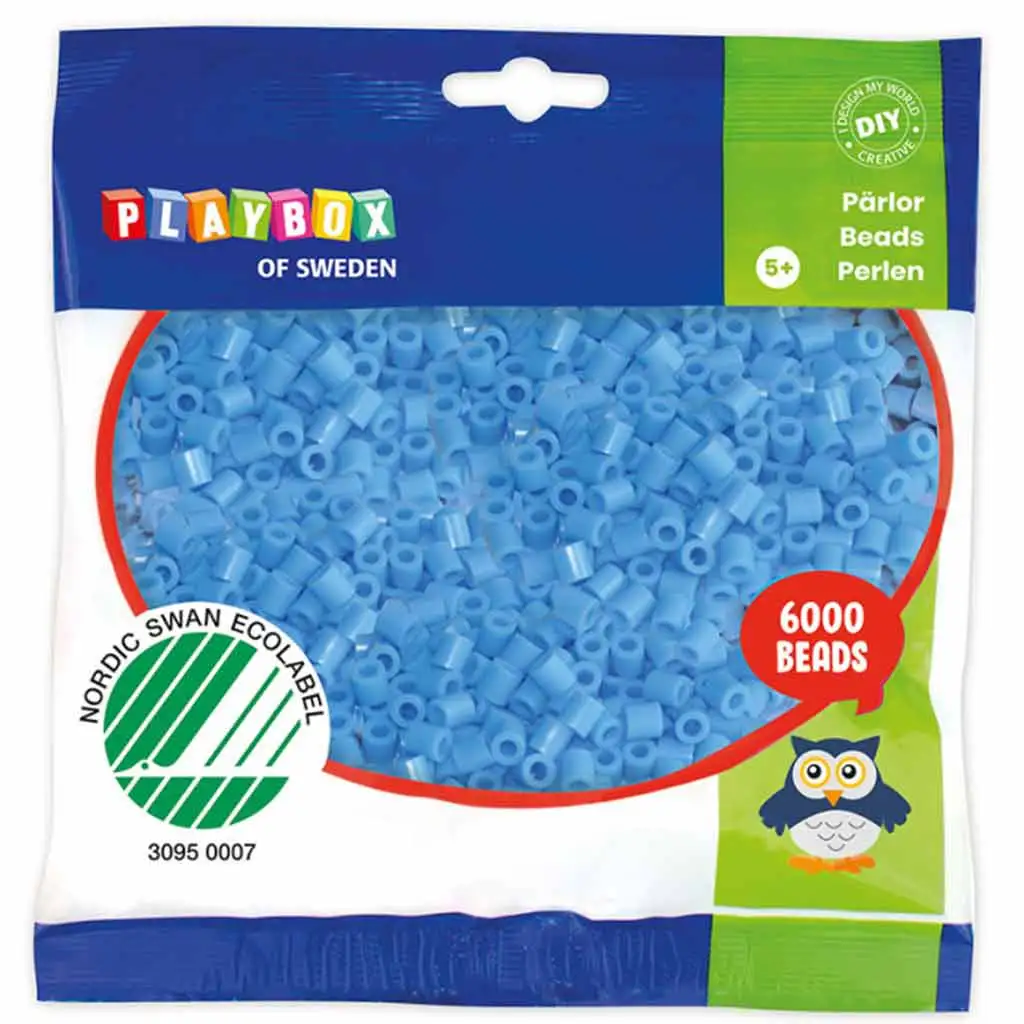 PlayBox: 5mm MIDI žehliace korálky svetlomodrej farby v balení 6000 ks.