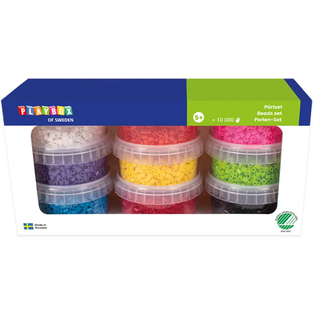 PlayBox: 9mm XL MAXI zažehlovacie korálky v 9 farbách, 10000 ks