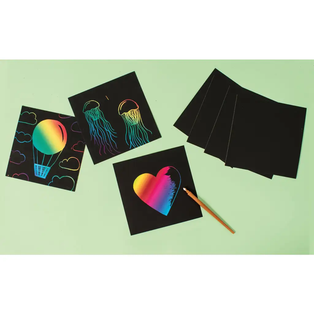 PlayBox: Čierny voskový škrabací papier sada 100 ks kép 2